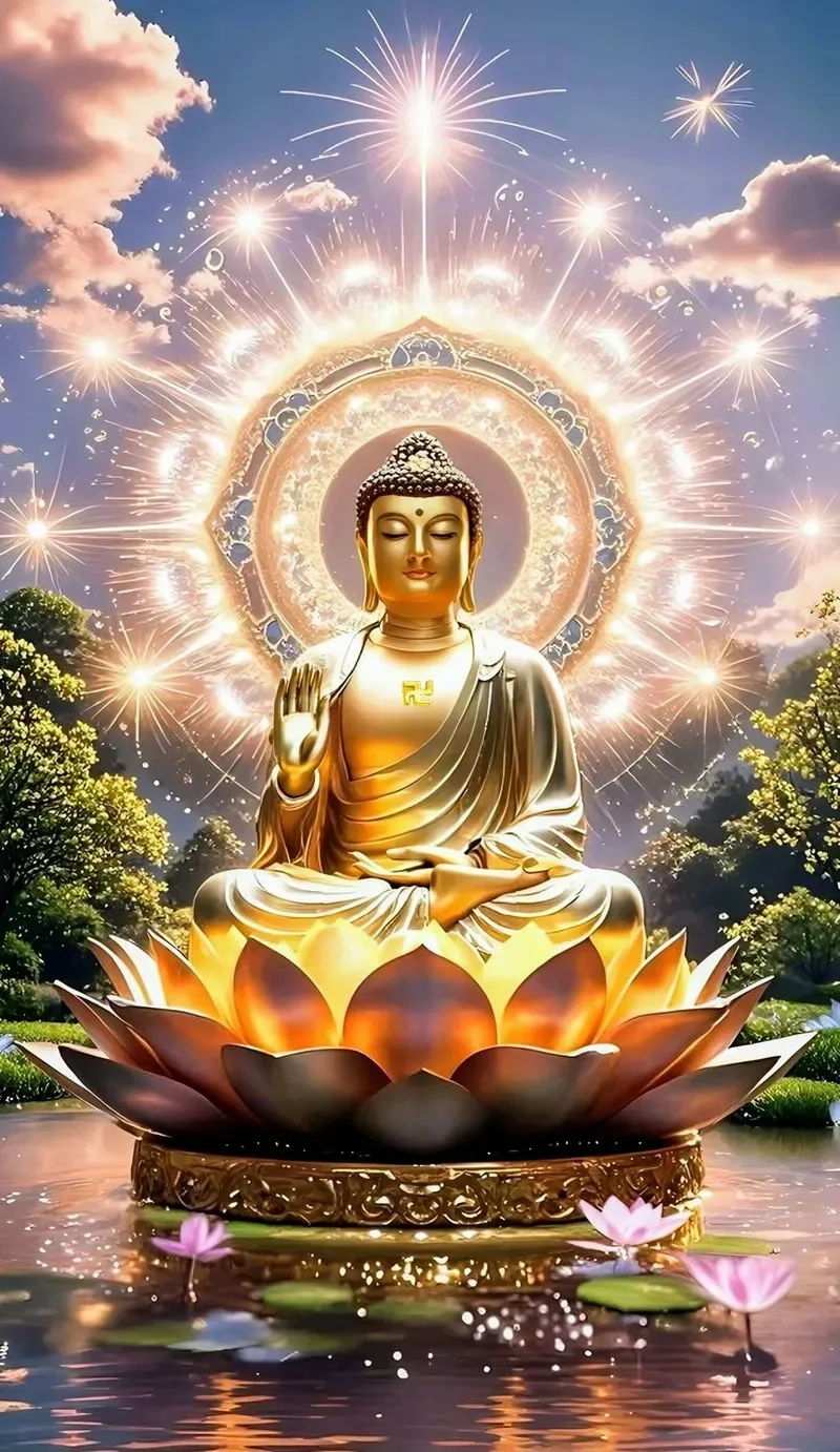 Tạo sự thanh tịnh với ảnh phật a di đà làm hình nền điện thoại