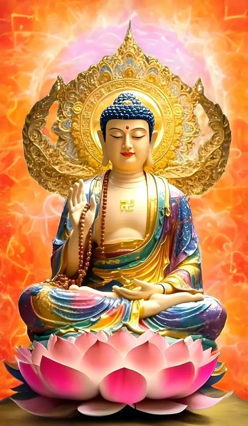Ngắm nhìn hình ảnh phật a di đà tỏa sáng từ bi