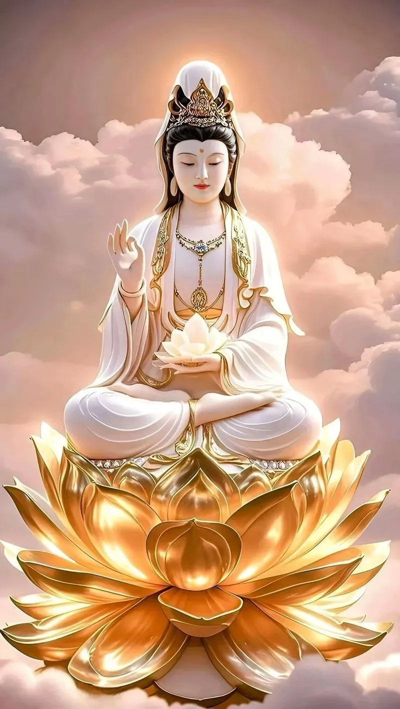 Ngắm nhìn hình ảnh phật bồ tát quan âm thanh tịnh và dịu dàng
