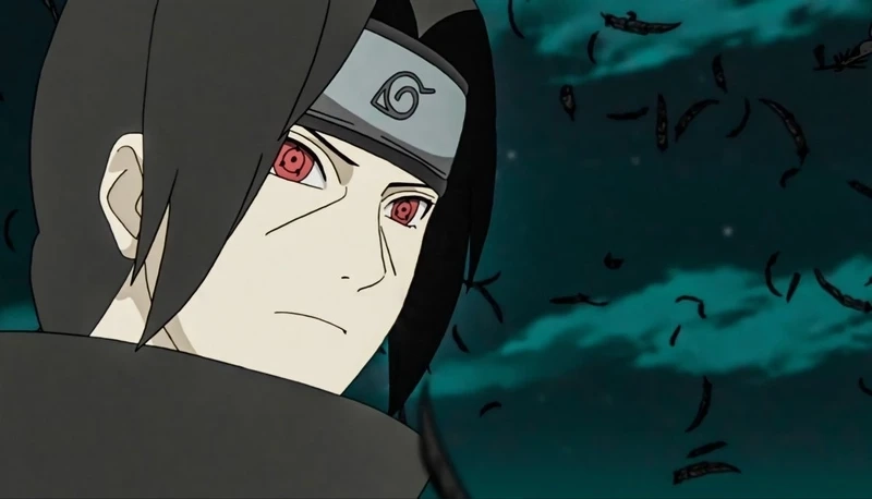Hình ảnh itachi sharingan đầy quyền năng với ánh mắt sắc lạnh