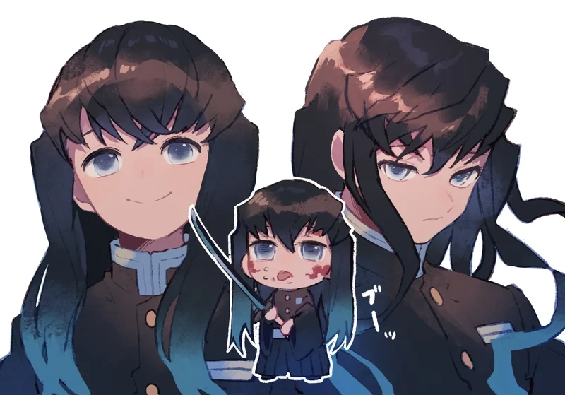 Thế giới chibi muichiro đầy màu sắc với nét vẽ dễ thương