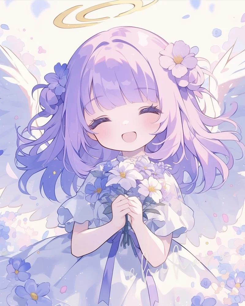 Khám phá profile anime xinh với avatar anime nữ màu tím