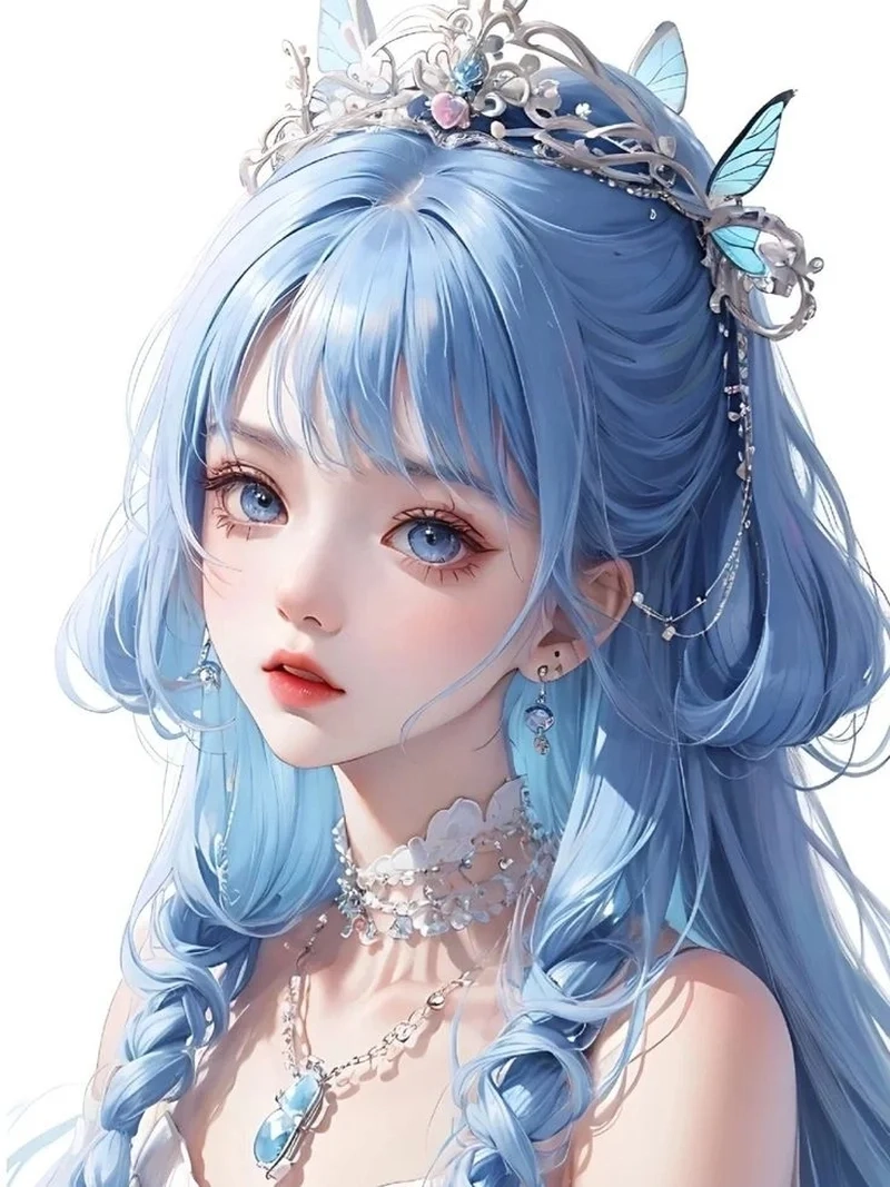 Mang phong cách anime với anime avatar màu xanh dương cute