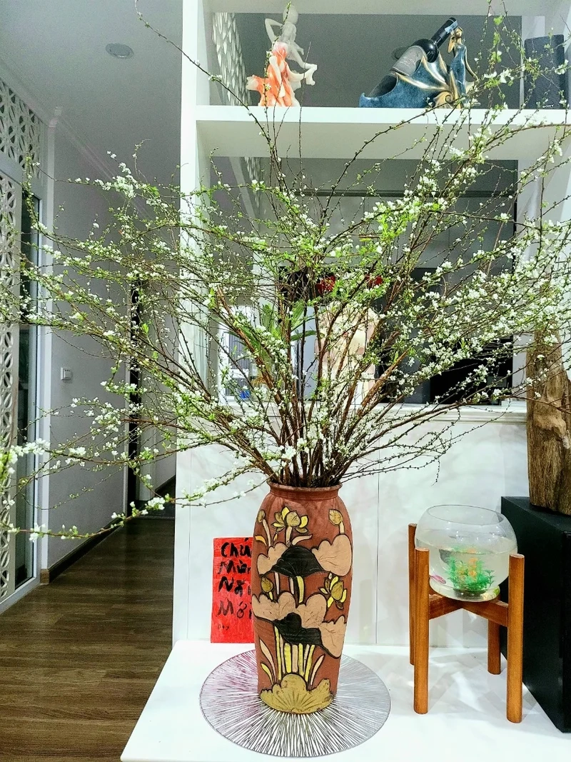 Mê mẩn vẻ đẹp hình ảnh bình hoa tuyết mai tinh tế