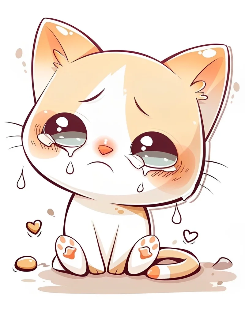 Mèo đáng yêu buồn rầu là meme mèo khóc cute