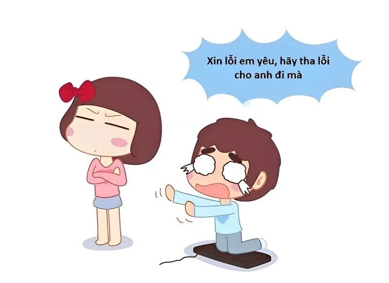 Thử cảm giác đáng yêu với meme quỳ xin lỗi